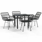 5-tlg. Garten-Essgruppe Schwarz Poly Rattan