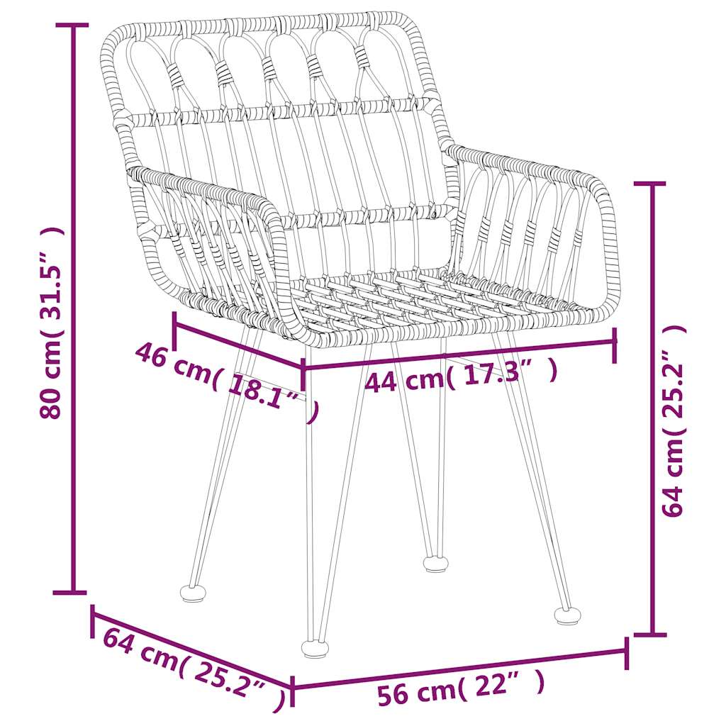 5-tlg. Garten-Essgruppe Schwarz Poly Rattan