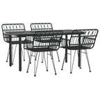 5-tlg. Garten-Essgruppe Schwarz Poly Rattan