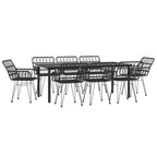 9-tlg. Garten-Essgruppe Schwarz Poly Rattan