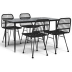 5-tlg. Garten-Essgruppe Schwarz Poly Rattan