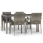 5-tlg. Garten-Essgruppe mit Kissen Grau Poly Rattan