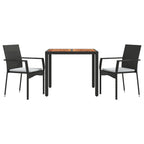 3-tlg. Garten-Essgruppe mit Kissen Schwarz Poly Rattan