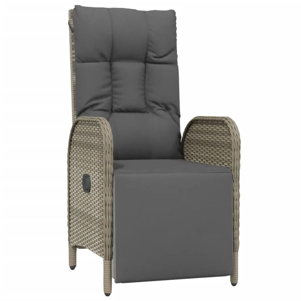 7-tlg. Garten-Essgruppe mit Kissen Grau Poly Rattan