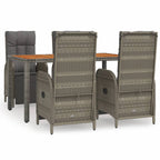 5-tlg. Garten-Essgruppe mit Kissen Grau Poly Rattan