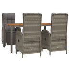 5-tlg. Garten-Essgruppe mit Kissen Grau Poly Rattan