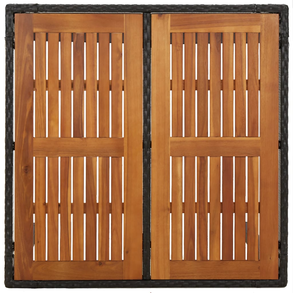 5-tlg. Garten-Essgruppe mit Kissen Schwarz Poly Rattan