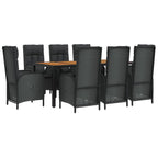 9-tlg. Garten-Essgruppe mit Kissen Schwarz Poly Rattan
