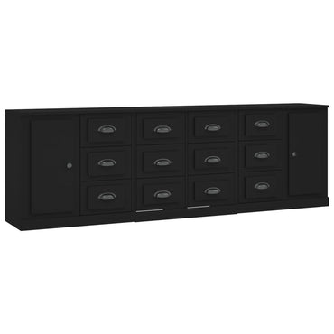 Sideboards 3 Stk. Schwarz Holzwerkstoff