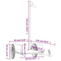 Fahrradanhänger Schwarz 126x63x34 cm Eisen