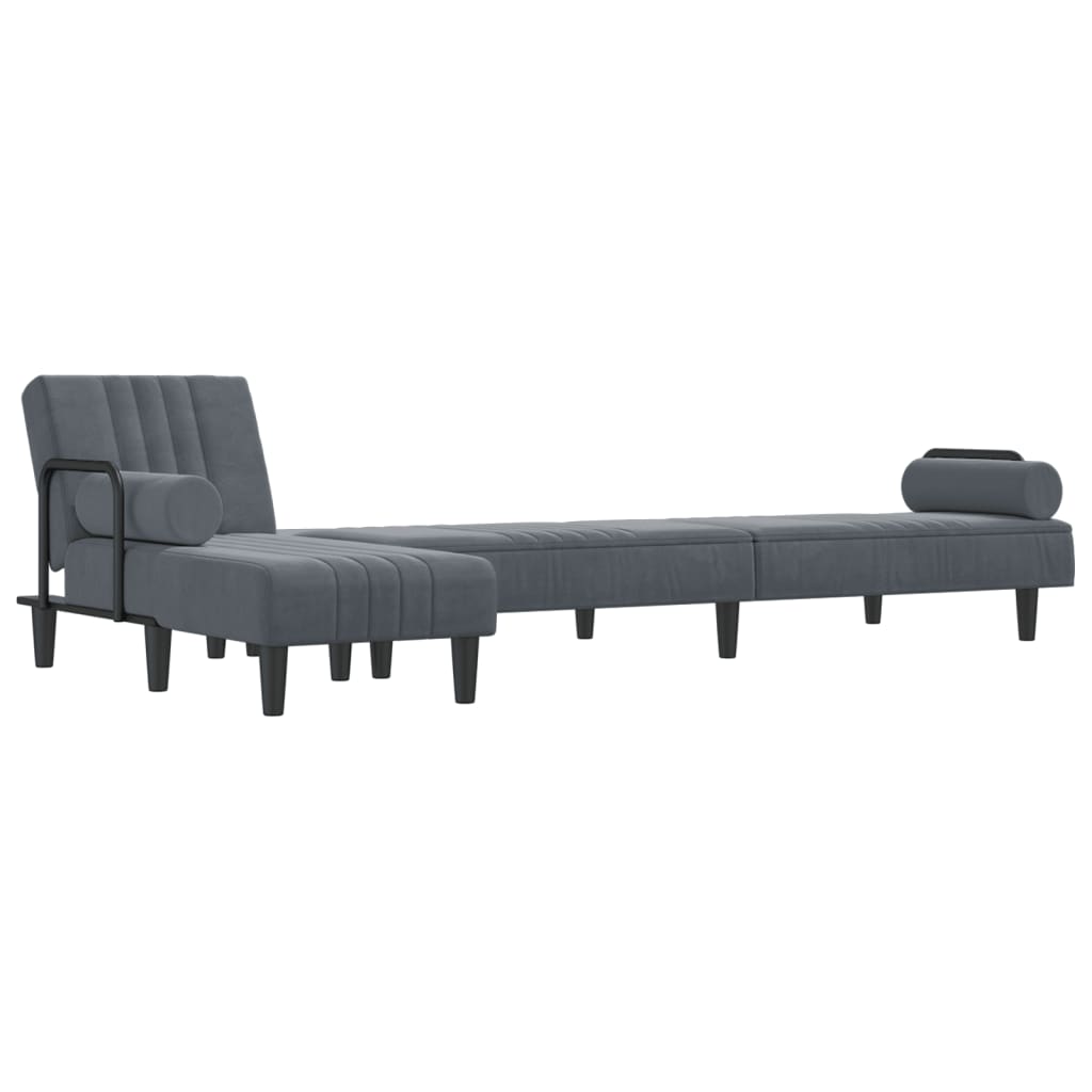 Schlafsofa in L-Form Dunkelgrau 260x140x70 cm Samt