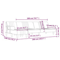 Schlafsofa in L-Form Dunkelgrau 260x140x70 cm Samt