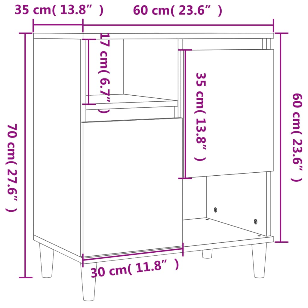 Sideboards 2 Stk. Betongrau 60x35x70 cm Holzwerkstoff