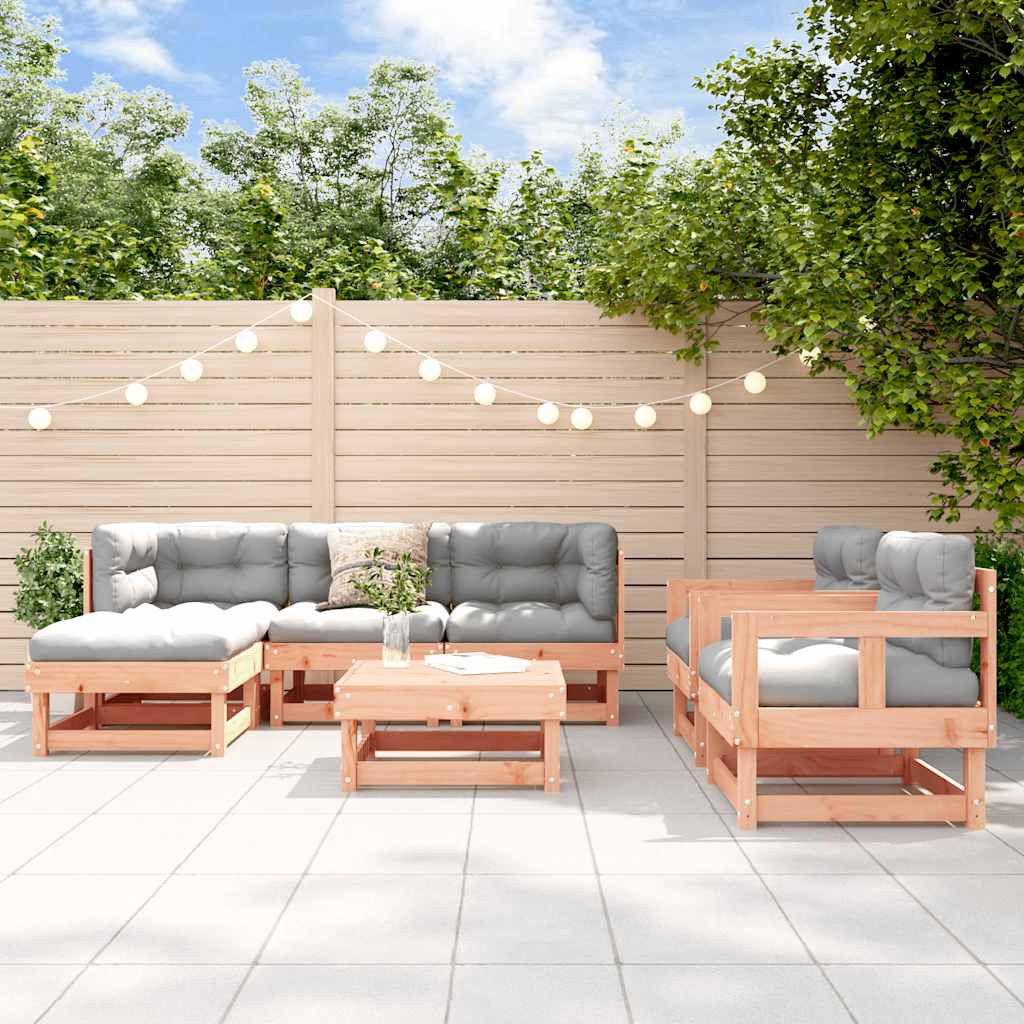 7-tlg. Garten-Lounge-Set mit Kissen Massivholz Douglasie