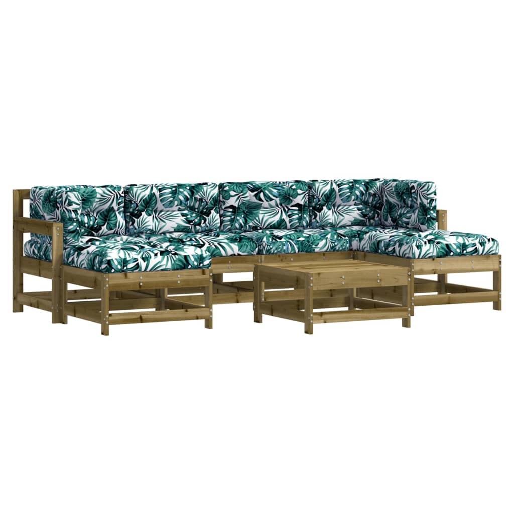 7-tlg. Garten-Lounge-Set mit Kissen Imprägniertes Kiefernholz