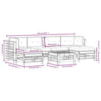 7-tlg. Garten-Lounge-Set mit Kissen Grau Massivholz
