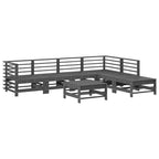 7-tlg. Garten-Lounge-Set mit Kissen Grau Massivholz