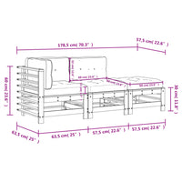 3-tlg. Garten-Lounge-Set mit Kissen Kiefernholz Imprägniert