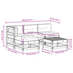 5-tlg. Garten-Lounge-Set mit Kissen Massivholz