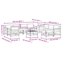 10-tlg. Garten-Lounge-Set mit Kissen Weiß Massivholz