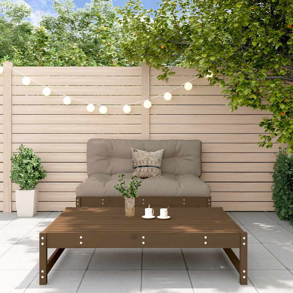 2-tlg. Garten-Lounge-Set mit Kissen Honigbraun Massivholz