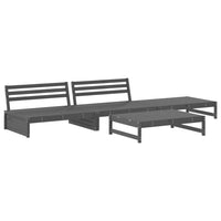 4-tlg. Garten-Lounge-Set mit Kissen Grau Massivholz