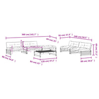 6-tlg. Garten-Lounge-Set mit Kissen Grau Massivholz