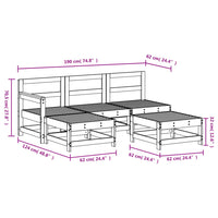 5-tlg. Garten-Lounge-Set Massivholz Kiefer