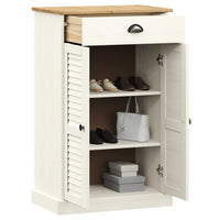 Schuhschrank VIGO Weiß 60x35x96 cm Massivholz Kiefer