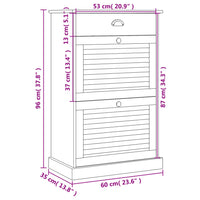 Schuhschrank VIGO 60x35x96 cm Weiß Massivholz Kiefer