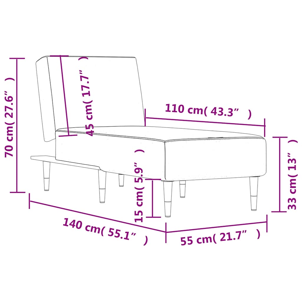 Chaiselongue Blau Samt