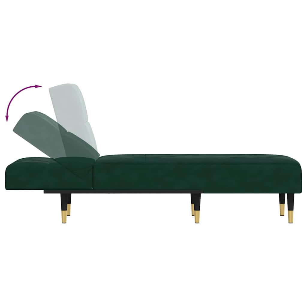 Chaiselongue Dunkelgrün Samt
