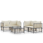 5-tlg. Garten-Lounge-Set mit Kissen Anthrazit Poly Rattan