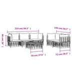 6-tlg. Garten-Lounge-Set mit Kissen Anthrazit Poly Rattan