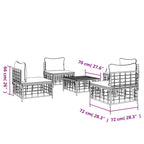 5-tlg. Garten-Lounge-Set mit Kissen Anthrazit Poly Rattan