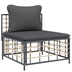 7-tlg. Garten-Lounge-Set mit Kissen Anthrazit Poly Rattan