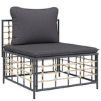 7-tlg. Garten-Lounge-Set mit Kissen Anthrazit Poly Rattan