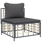 7-tlg. Garten-Lounge-Set mit Kissen Anthrazit Poly Rattan