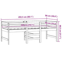 Massivholzbett ohne Matratze Weiß 90x200 cm Kiefernholz