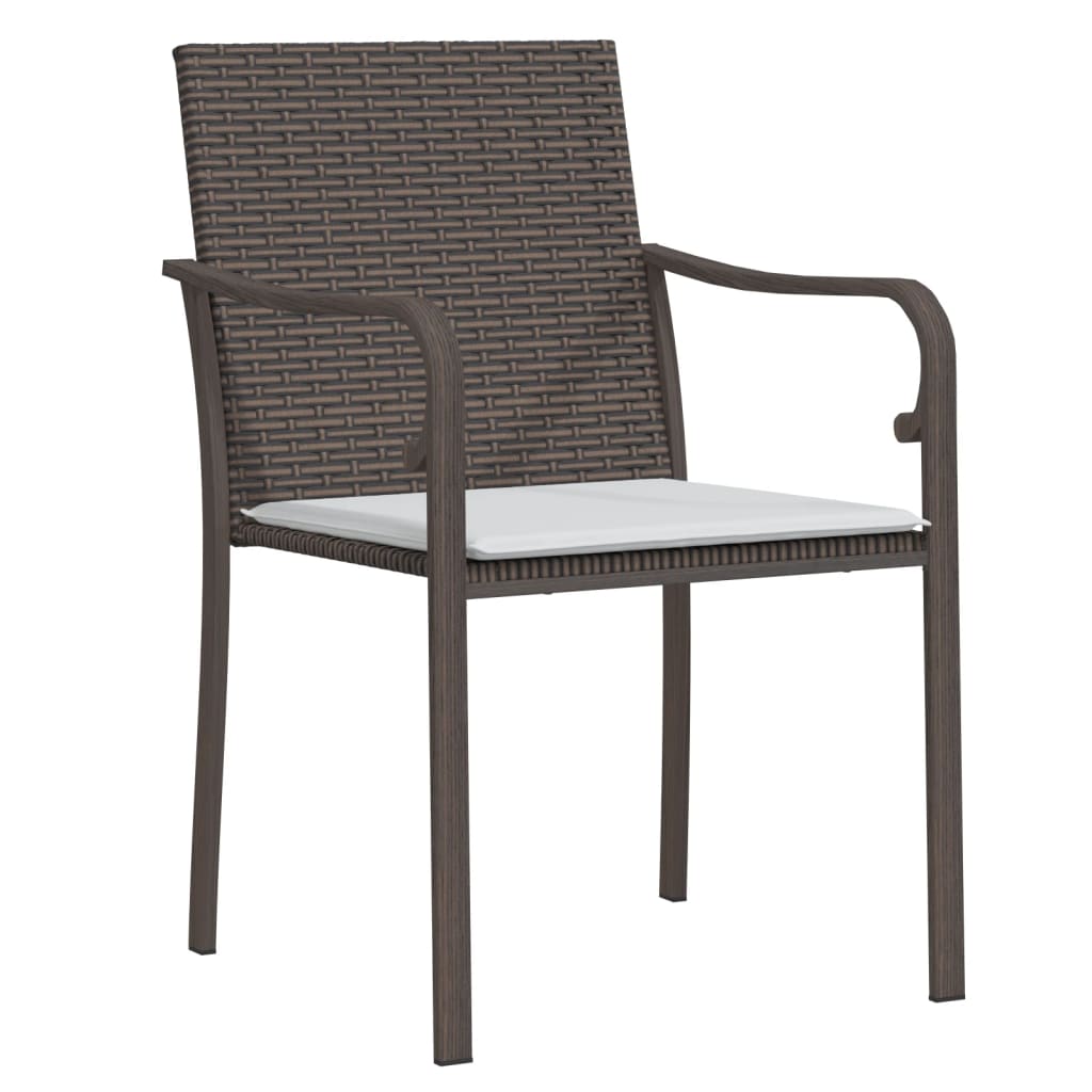 3-tlg. Garten-Essgruppe mit Kissen Poly Rattan und Stahl