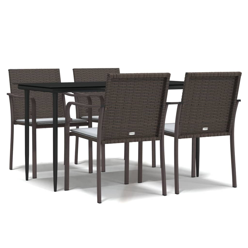 5-tlg. Garten-Essgruppe mit Kissen Poly Rattan und Stahl