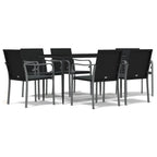 7-tlg. Garten-Essgruppe mit Kissen Poly Rattan und Stahl