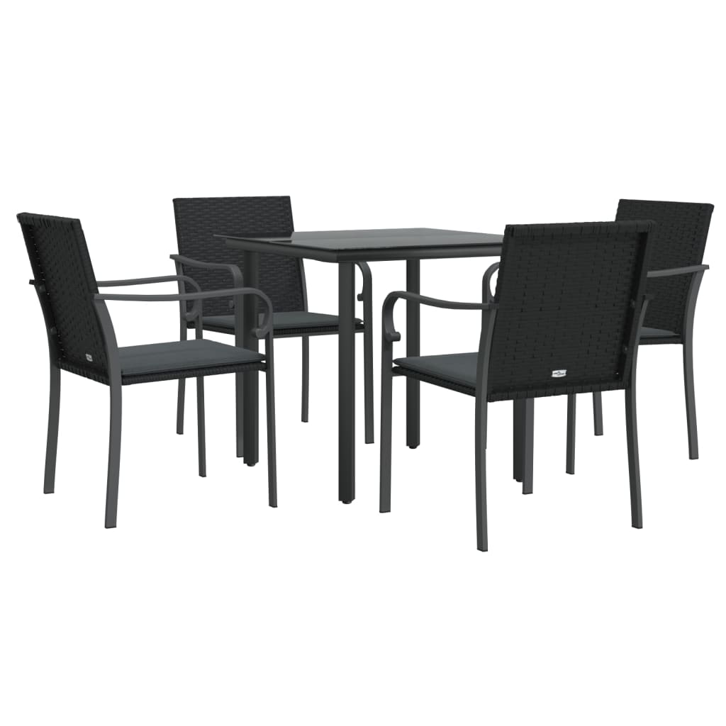5-tlg. Garten-Essgruppe mit Kissen Poly Rattan und Stahl