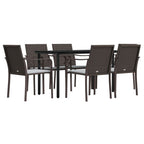 7-tlg. Garten-Essgruppe mit Kissen Poly Rattan und Stahl