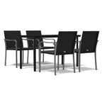 5-tlg. Garten-Essgruppe mit Kissen Poly Rattan und Stahl