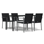 5-tlg. Garten-Essgruppe mit Kissen Poly Rattan und Stahl