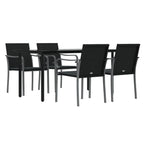 5-tlg. Garten-Essgruppe mit Kissen Poly Rattan und Stahl