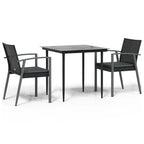 3-tlg. Garten-Essgruppe mit Kissen Poly Rattan und Stahl