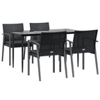 5-tlg. Garten-Essgruppe mit Kissen Poly Rattan und Stahl