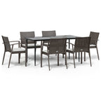 7-tlg. Garten-Essgruppe mit Kissen Poly Rattan und Stahl